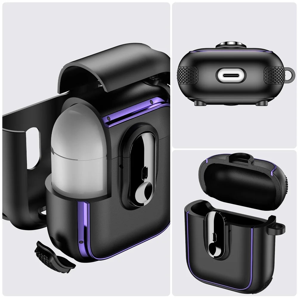 Earphone Case For Apple AirPods with Charging Case (2016)  /  (2019)  /  AirPods with Wireless Charging Case (2019) TPU + PC Cover - Black - 7