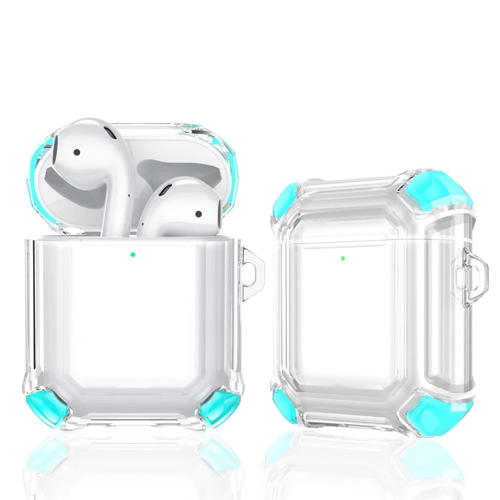 Anti-Drop Four-corner Clear TPU Earphone Protective Case Cover for Apple AirPods with Charging Case (2016)/(2019) / AirPods with Wireless Charging Case (2019) - Green - 2