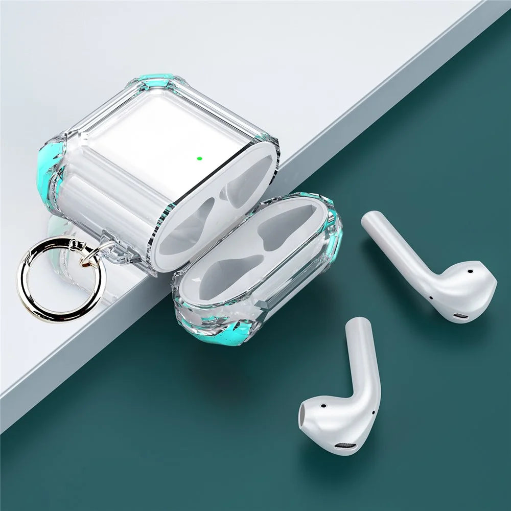 Anti-Drop Four-corner Clear TPU Earphone Protective Case Cover for Apple AirPods with Charging Case (2016)/(2019) / AirPods with Wireless Charging Case (2019) - Green - 4