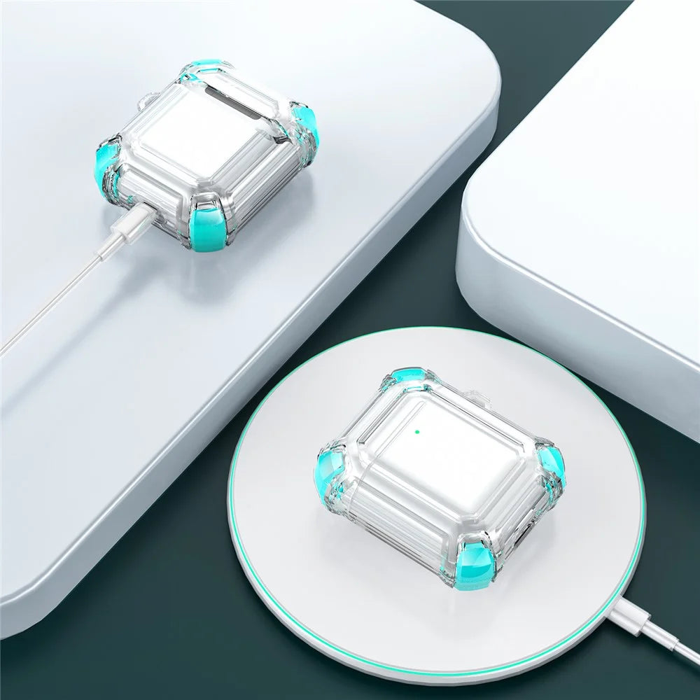 Anti-Drop Four-corner Clear TPU Earphone Protective Case Cover for Apple AirPods with Charging Case (2016)/(2019) / AirPods with Wireless Charging Case (2019) - Green - 5