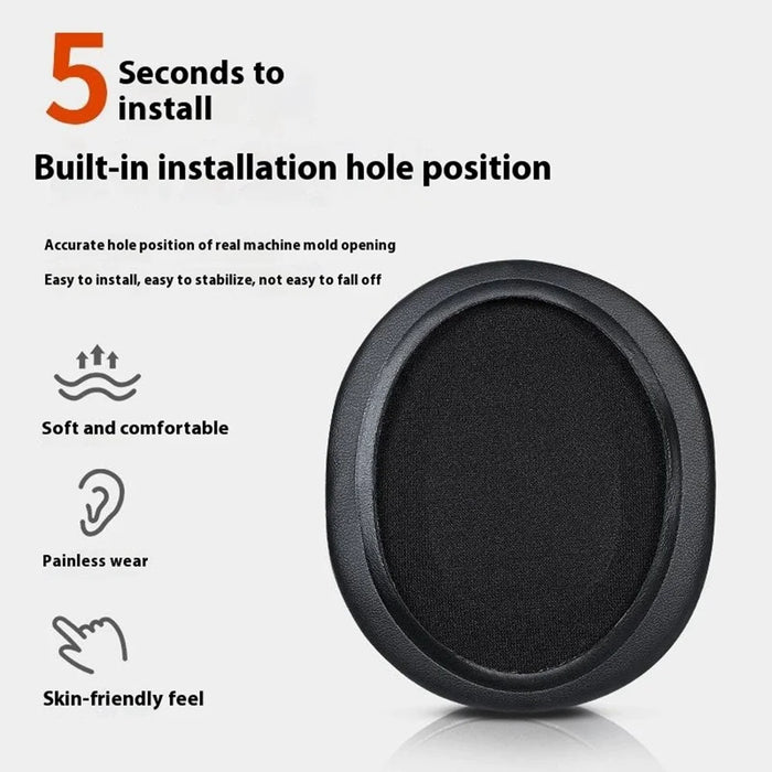 1Pair For iGene K5 Replacement Ear Pads Headphones Memory Foam + Leather Cushions Noise Blocking - Black - 3