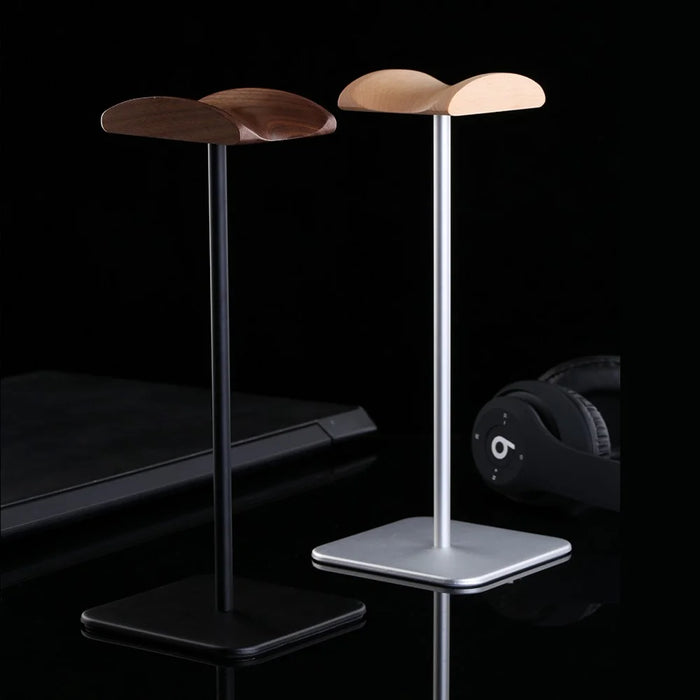 JD061 Headphone Stand Aluminum Holder Wood Top Headphone Stand Hanger - Walnut/White - 4
