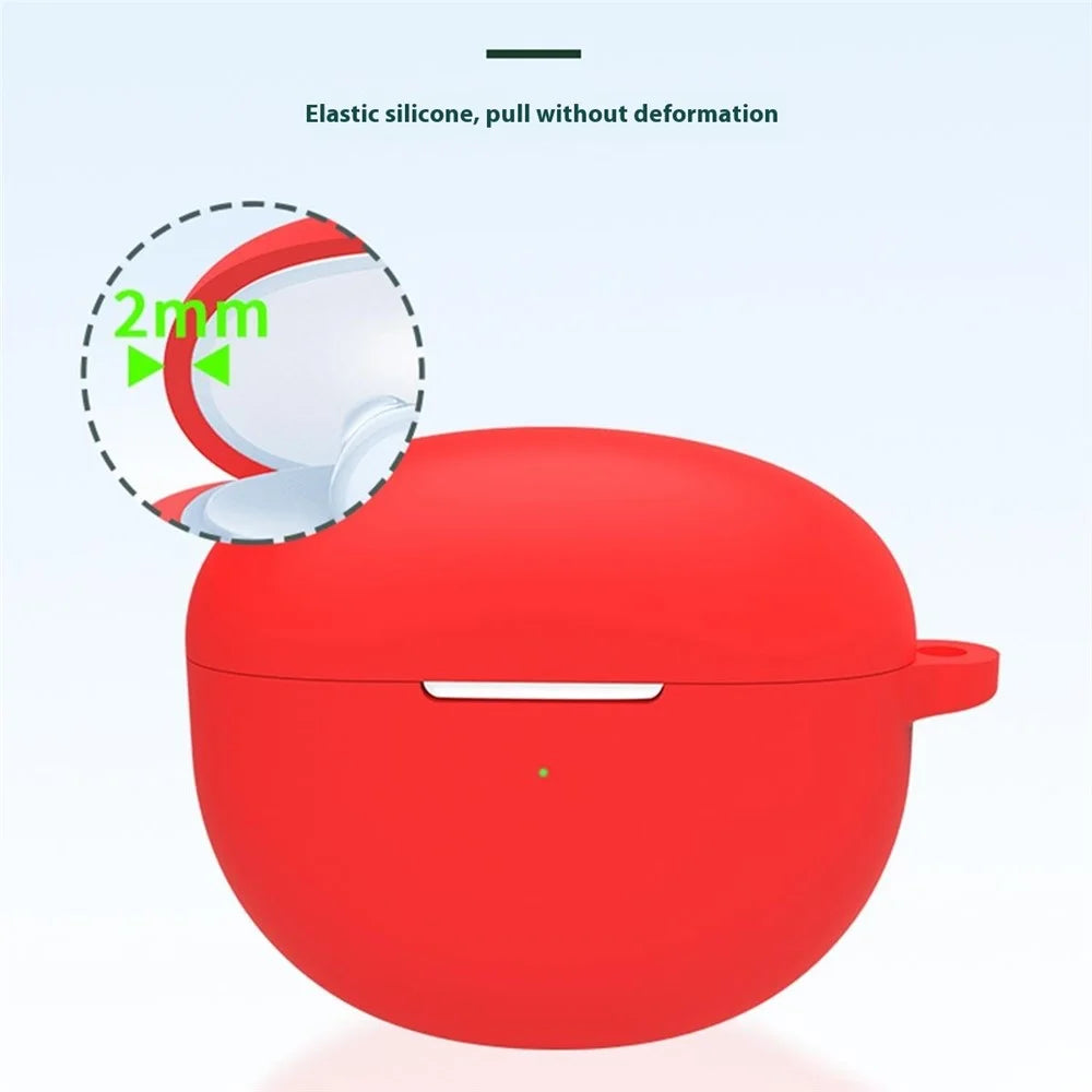 For Oppo Enco Air3i Protective Case Semi In-Ear Bluetooth-Compatible Earbuds Silicone Cover with Hook - Red - 2
