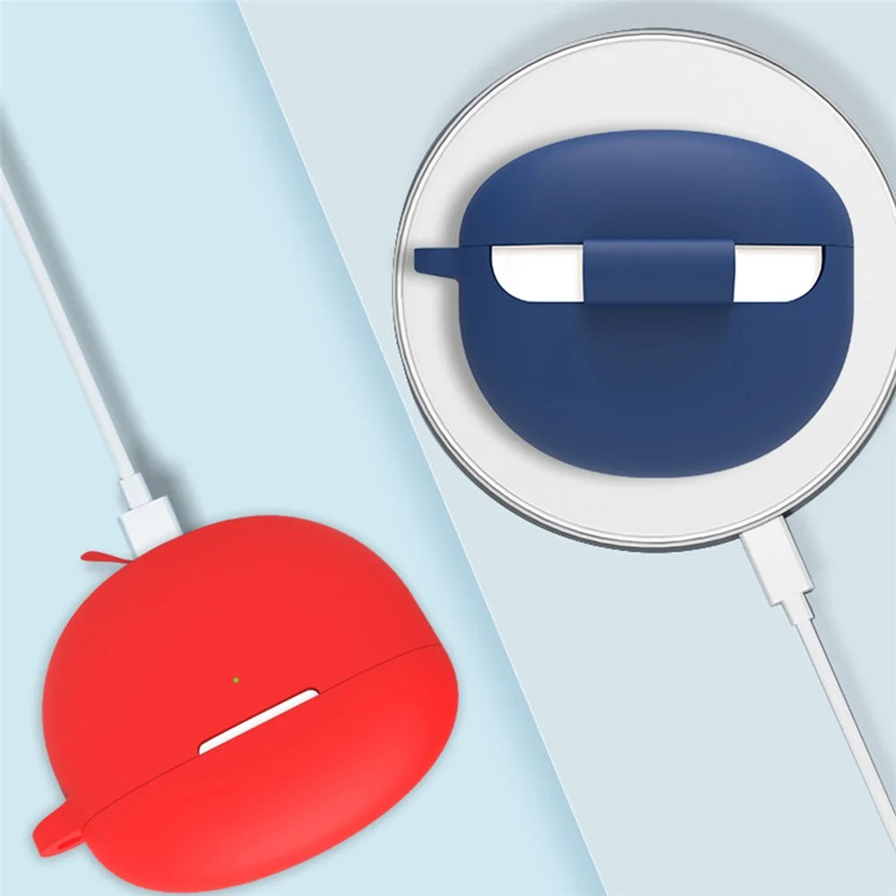For Oppo Enco Air3i Protective Case Semi In-Ear Bluetooth-Compatible Earbuds Silicone Cover with Hook - Red - 5