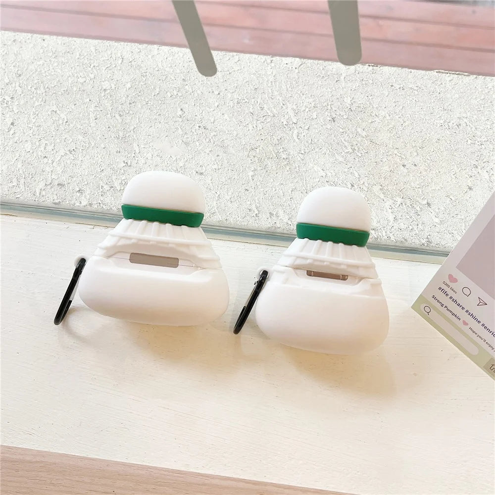 For Apple AirPods 3 Earphone Case Cute Cartoon Badminton Shape Silicone Cover with Carabiner - 5