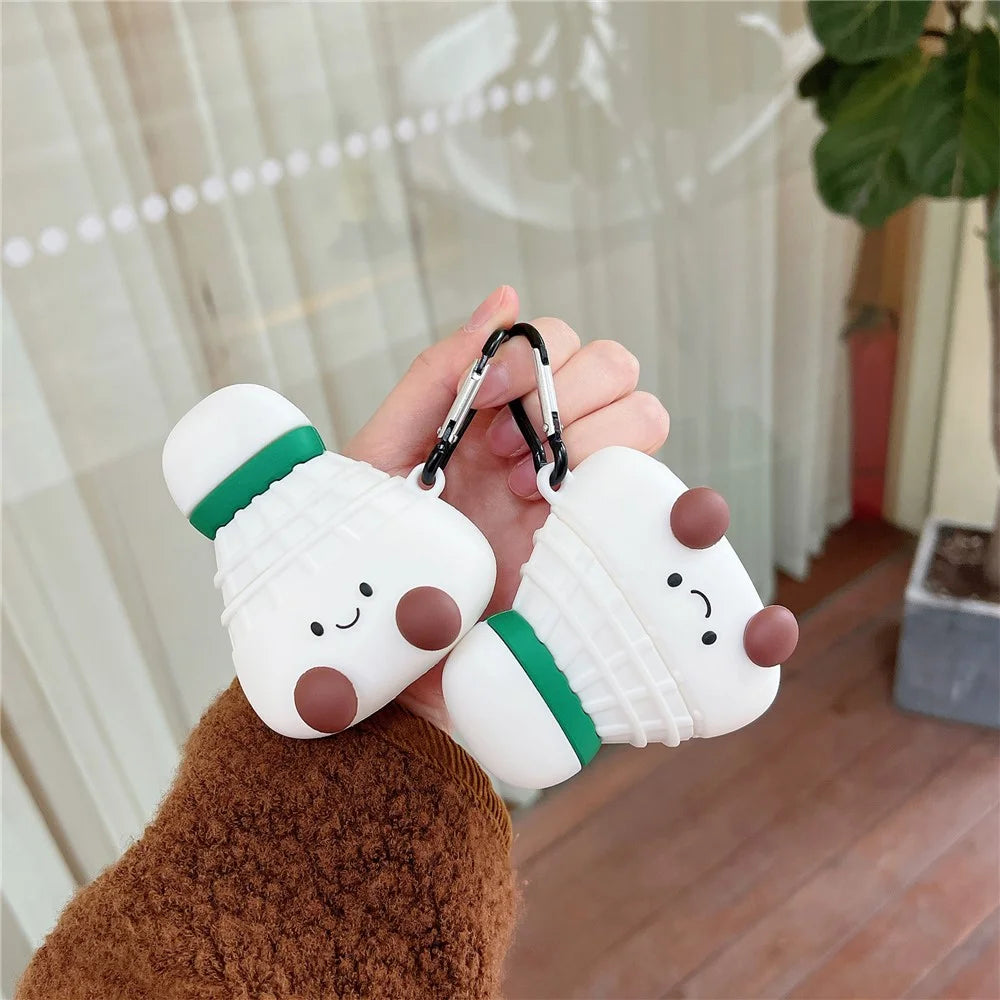 For Apple AirPods 4 Earphone Case Cute Cartoon Badminton Shape Silicone Cover with Carabiner - 6