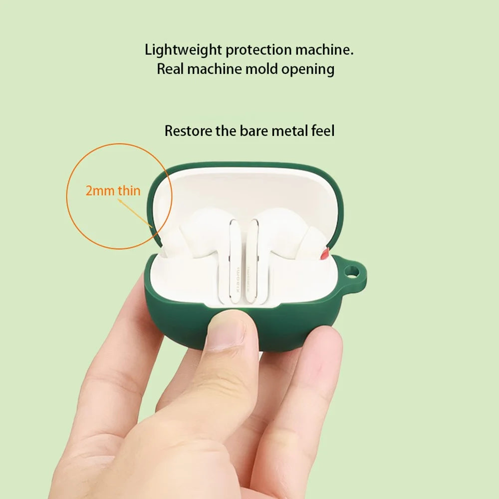 For Xiaomi Redmi Buds 5 Pro Silicone Case with Anti Lost Buckle Bluetooth-Compatible Earphones Protective Cover - Blackish Green - 5