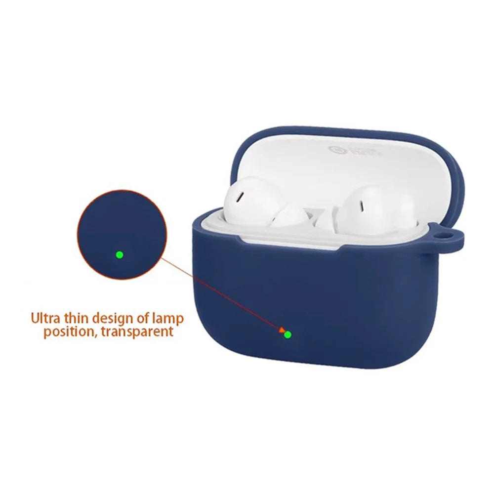 For Oppo Enco Air4i Silicone Case with Anti Lost Buckle Bluetooth-Compatible Earphones Protective Cover - Dark Blue - 2