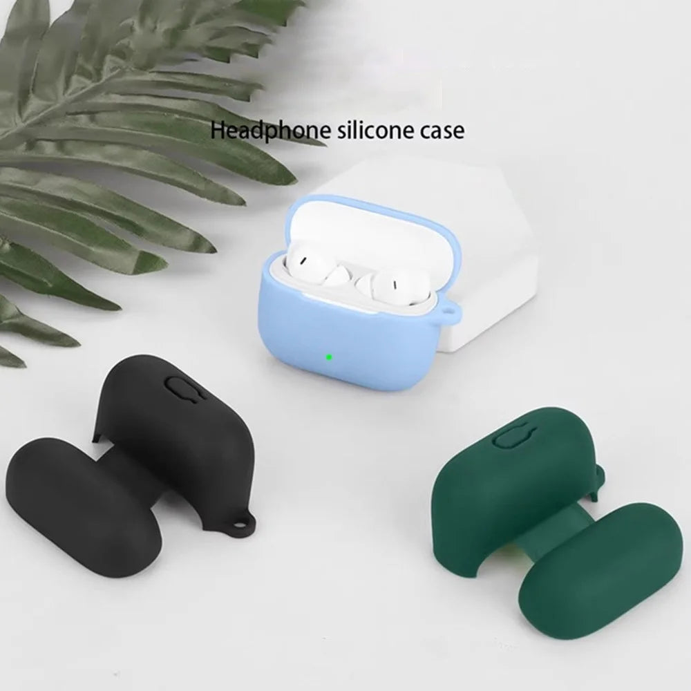 For Oppo Enco Air4i Silicone Case with Anti Lost Buckle Bluetooth-Compatible Earphones Protective Cover - Dark Blue - 5