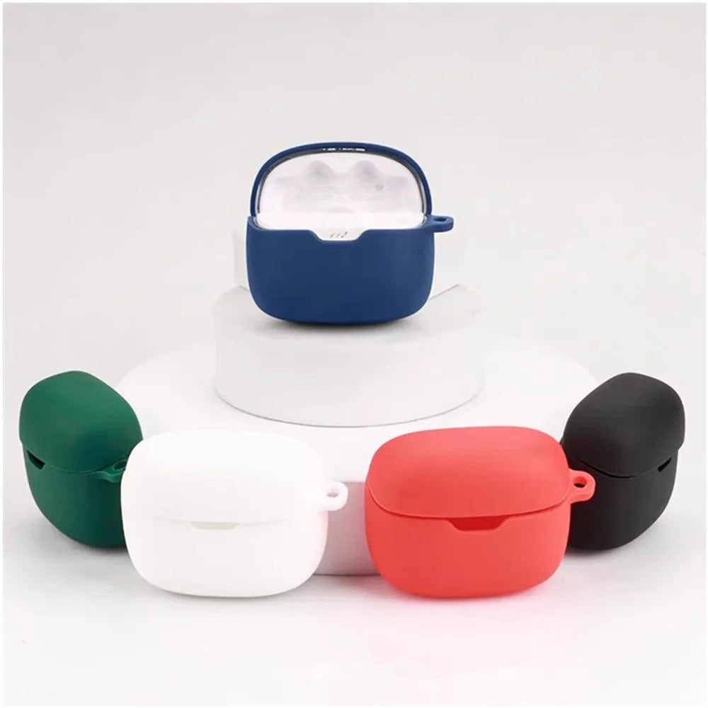 For JBL Tune 245NC Silicone Case with Anti Lost Buckle Bluetooth-Compatible Earphones Protective Cover - Dark Blue - 5