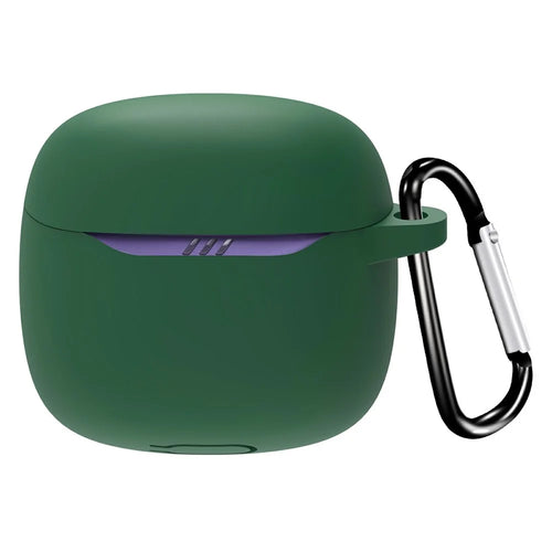 For JBL Tune Flex 2 Protective Case Bluetooth-Compatible Earbuds Silicone Cover with Hook - Blackish Green - 1