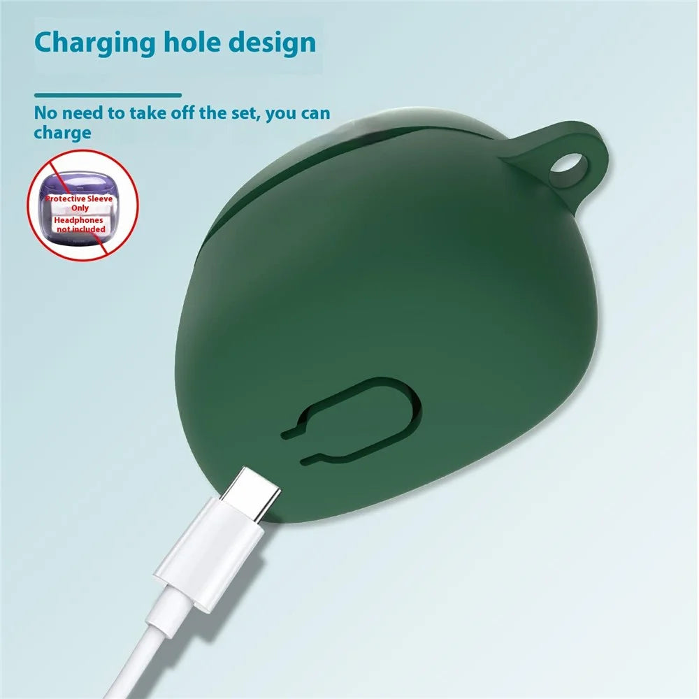 For JBL Tune Flex 2 Protective Case Bluetooth-Compatible Earbuds Silicone Cover with Hook - Blackish Green - 2