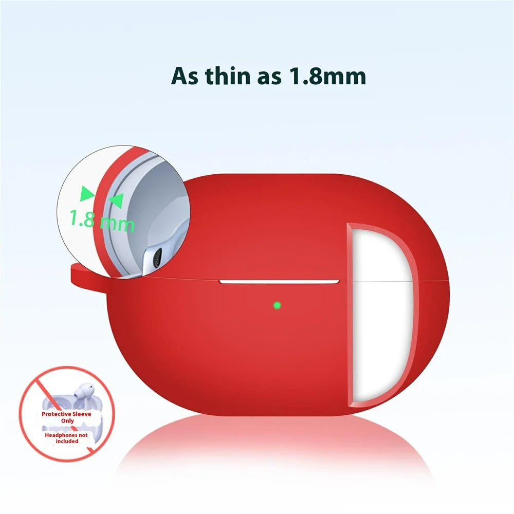 For Huawei FreeBuds Pro 4 Protective Case Bluetooth-Compatible Earbuds Silicone Cover with Hook - Red - 3
