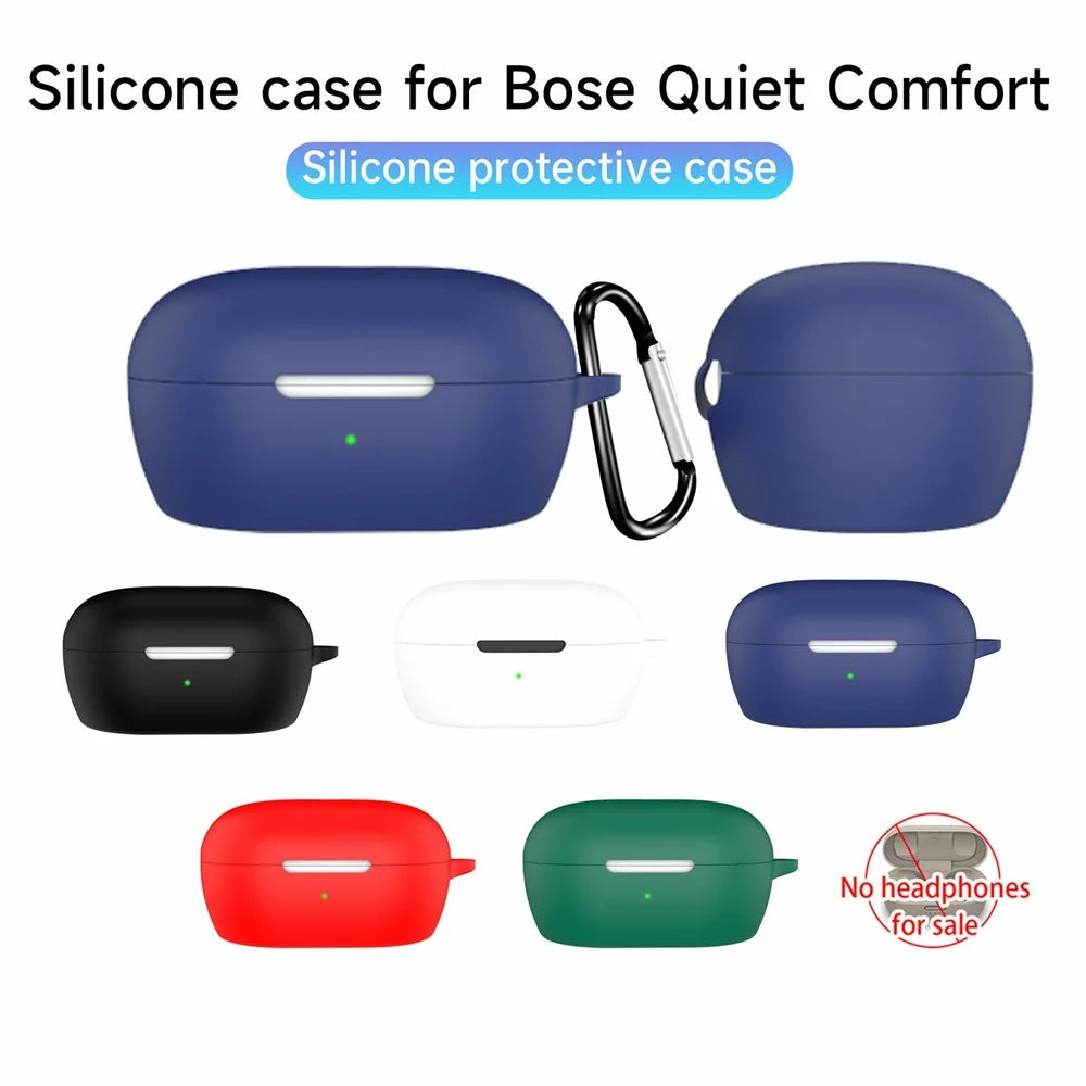 For Bose QuietComfort Protective Case Bluetooth-Compatible Earbuds Silicone Cover with Hook - Dark Blue - 2