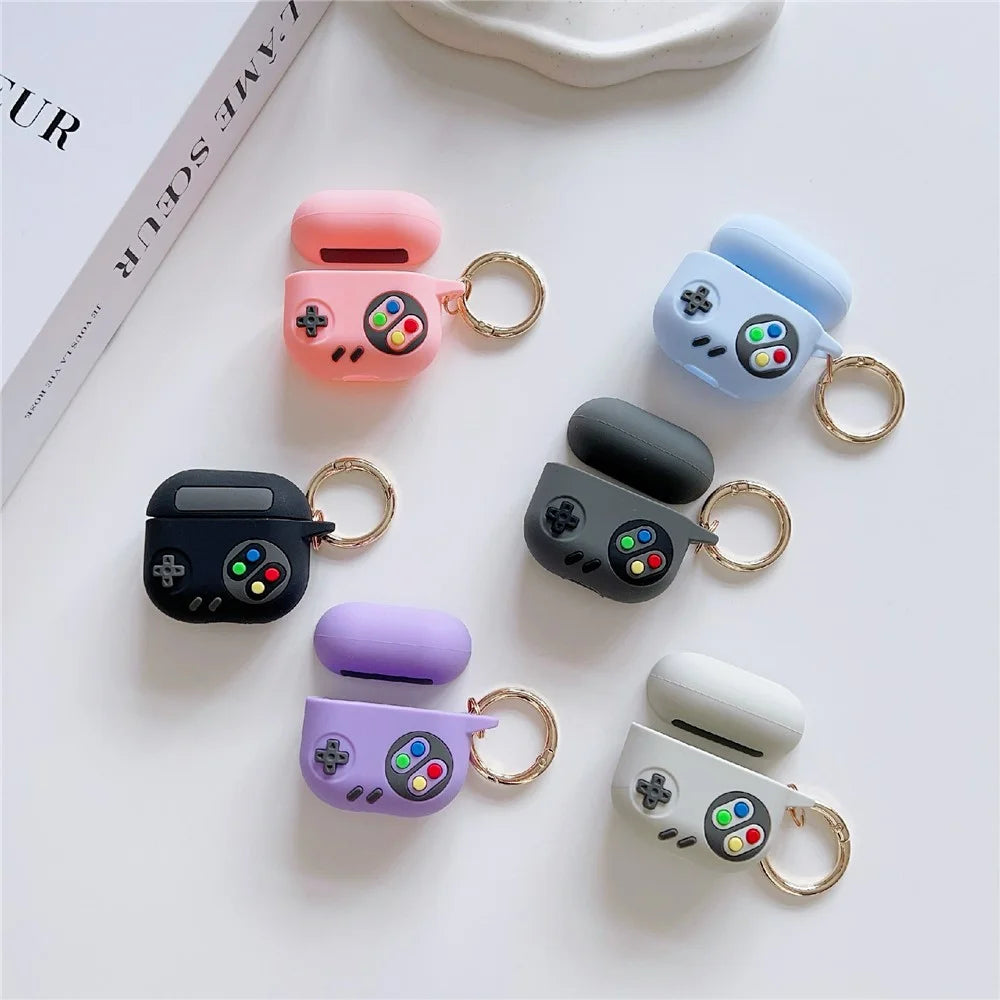 For AirPods 4 Silicone Case Game Console Shape Wireless Earbuds Shell with Hook - White - 4
