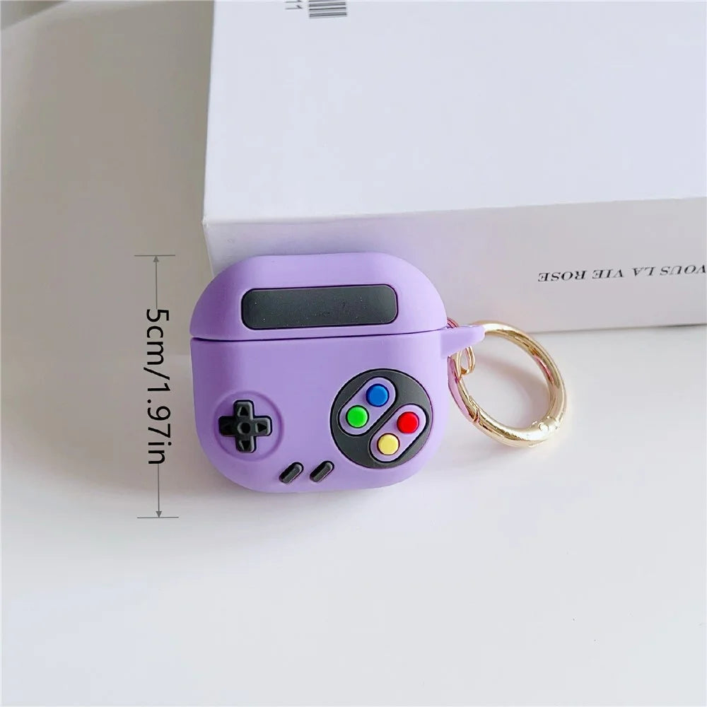 For AirPods 4 Silicone Case Game Console Shape Wireless Earbuds Shell with Hook - White - 5