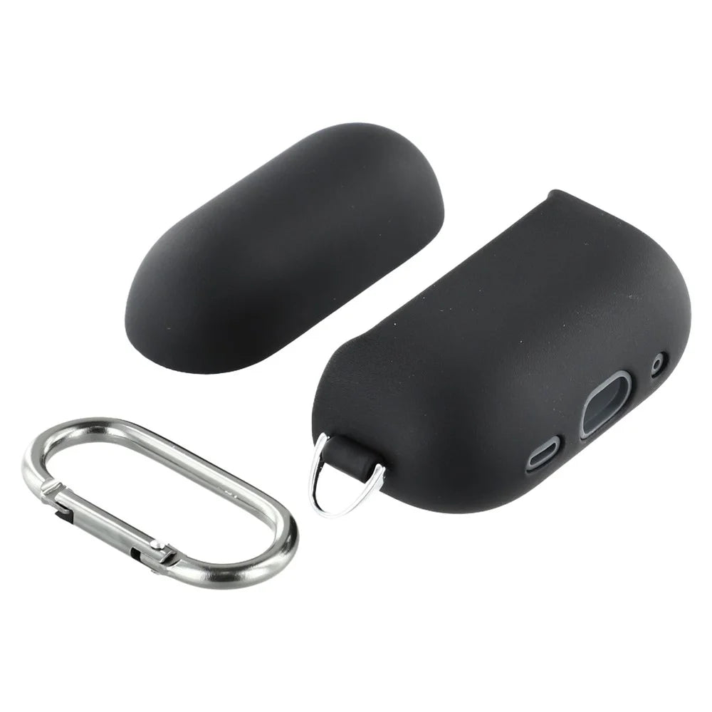 X-LEVEL For AirPods 4 Silicone Case Wireless Earbuds Protective Cover Full Protection with Metal Hook - Black - 3