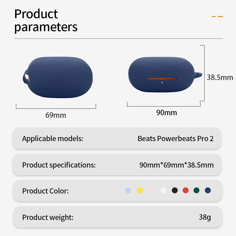 For Beats Powerbeats Pro 2 Silicone Case Bluetooth-Compatible Earphone Anti-Scratch Protective Cover - Dark Blue - 6