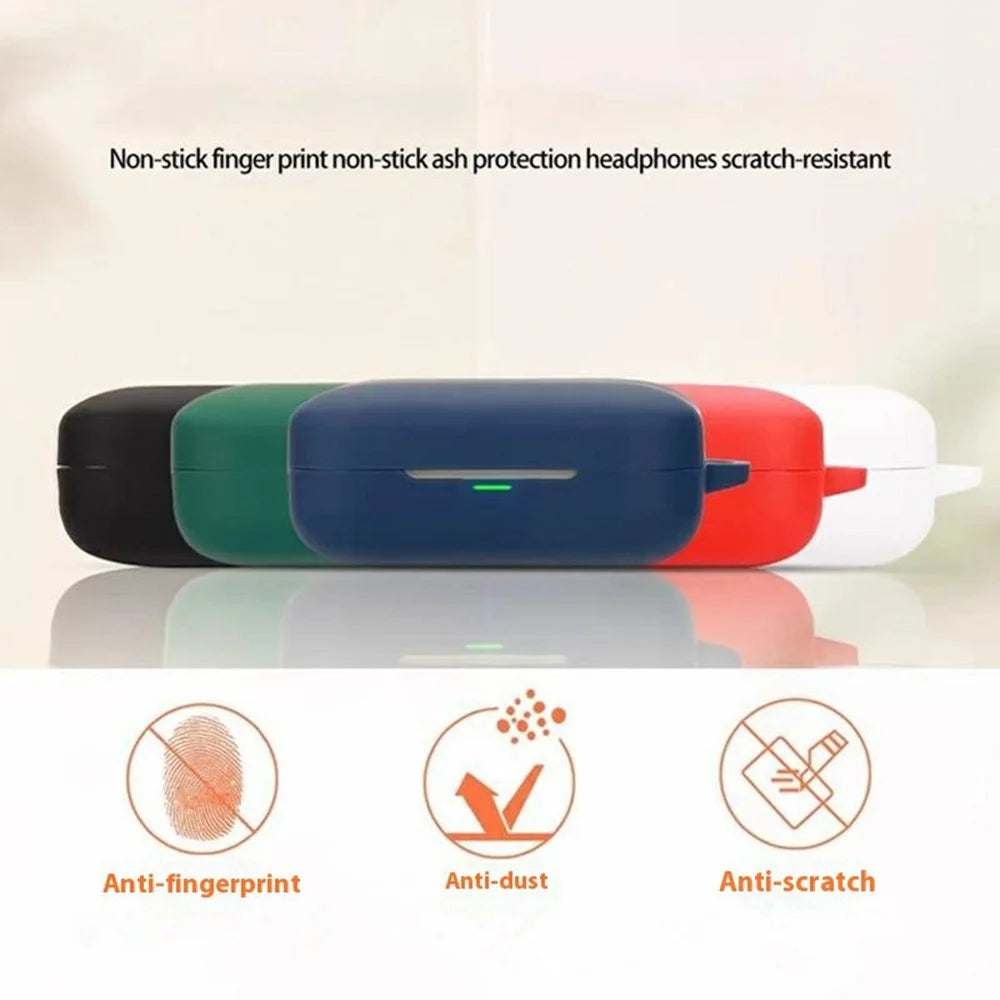 For Realme Buds Air 7 Silicone Case Wireless Earphone Protective Cover with Buckle, Cleaning Brush - Blackish Green - 2