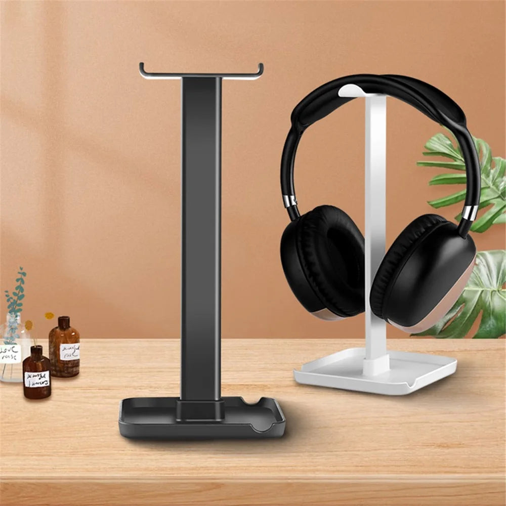 JD064 Multifunction Headset Stand Metal Headphone Hanger Desktop Tablet Cell Phone Holder - Black - 2