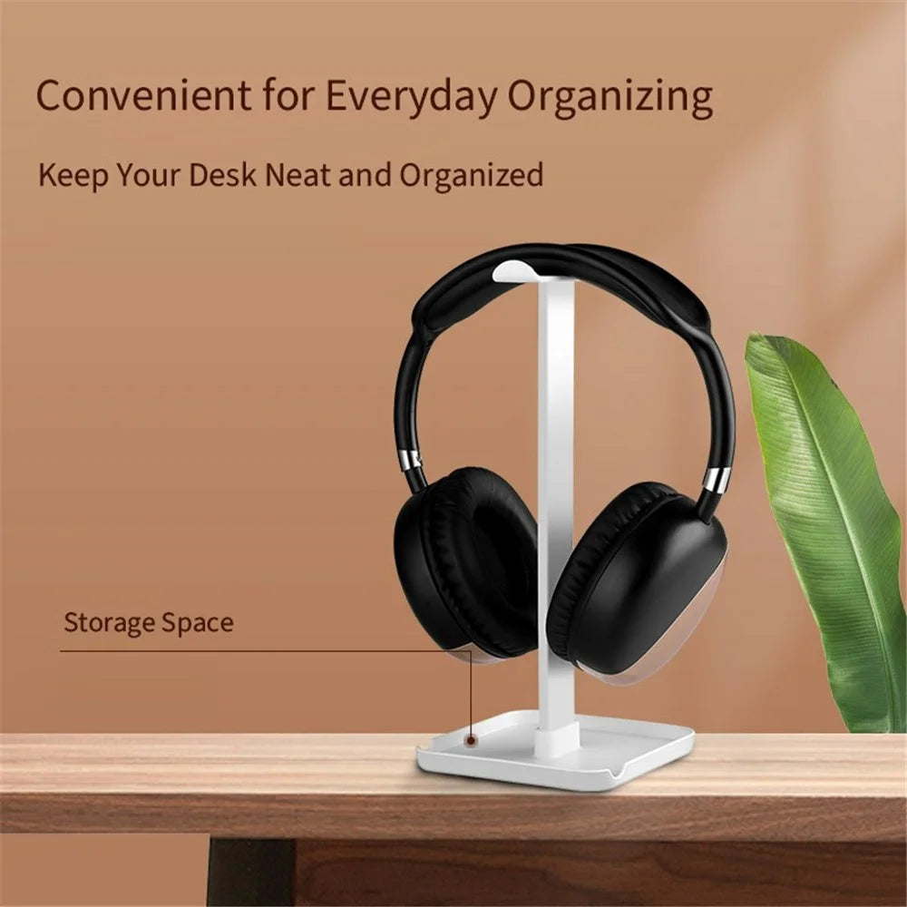 JD064 Multifunction Headset Stand Metal Headphone Hanger Desktop Tablet Cell Phone Holder - Black - 4
