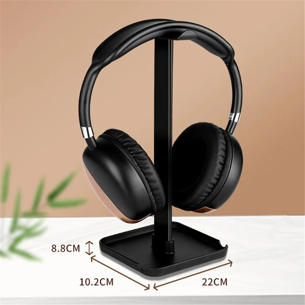 JD064 Multifunction Headset Stand Metal Headphone Hanger Desktop Tablet Cell Phone Holder - Black - 6