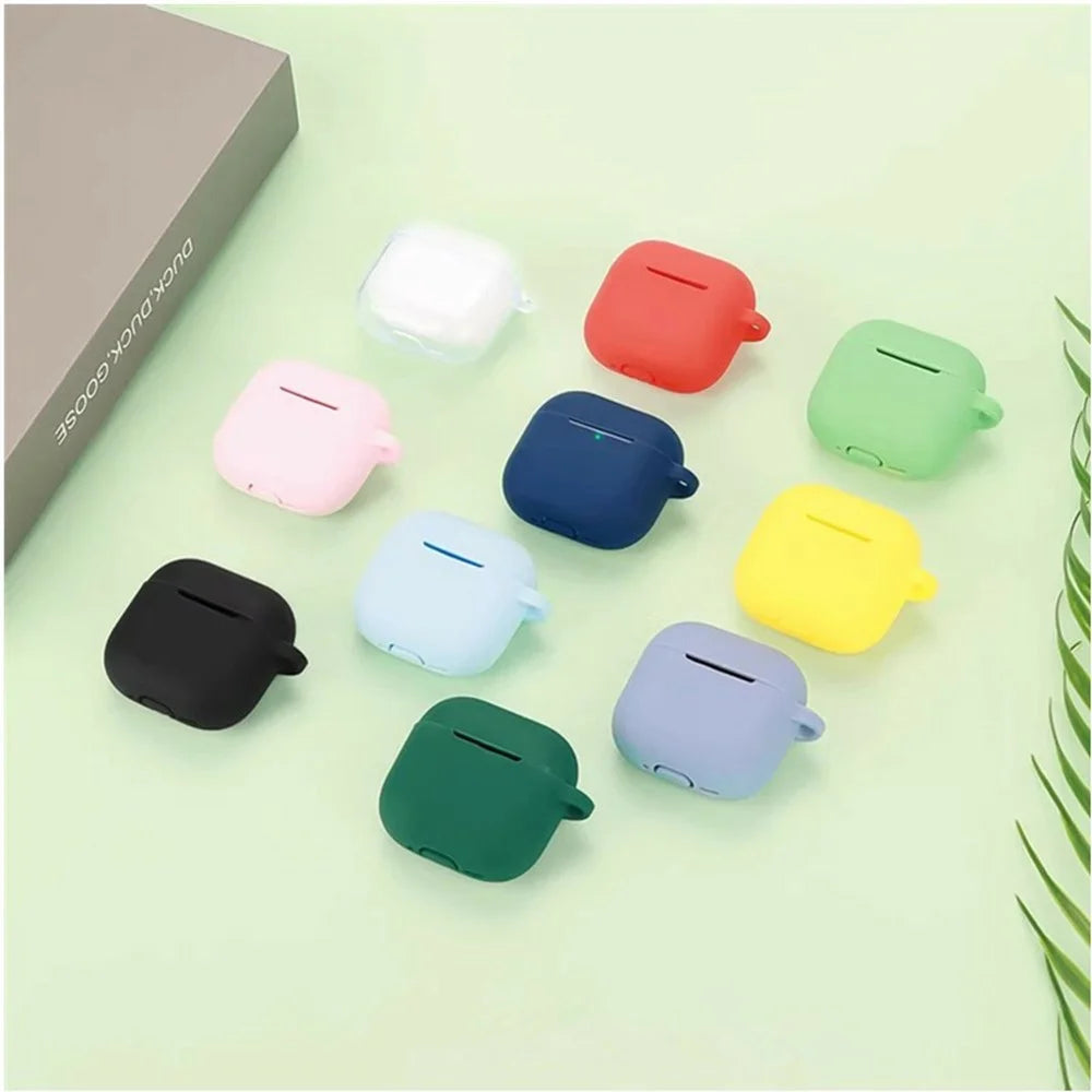 For AirPods 4 Silicone Case Bluetooth-Compatible Earphones Protective Cover with Anti-Lost Buckle + Cleaning Brush - Blackish Green - 7