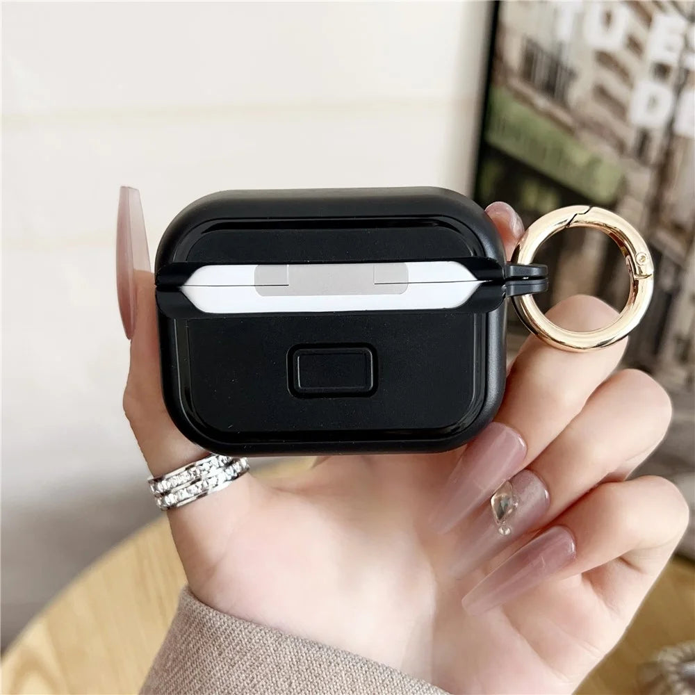 For AirPods Pro 2  /  Pro Protective Case PC + TPU Leopard Earphone Cover with Mirror and Hook - Black - 2