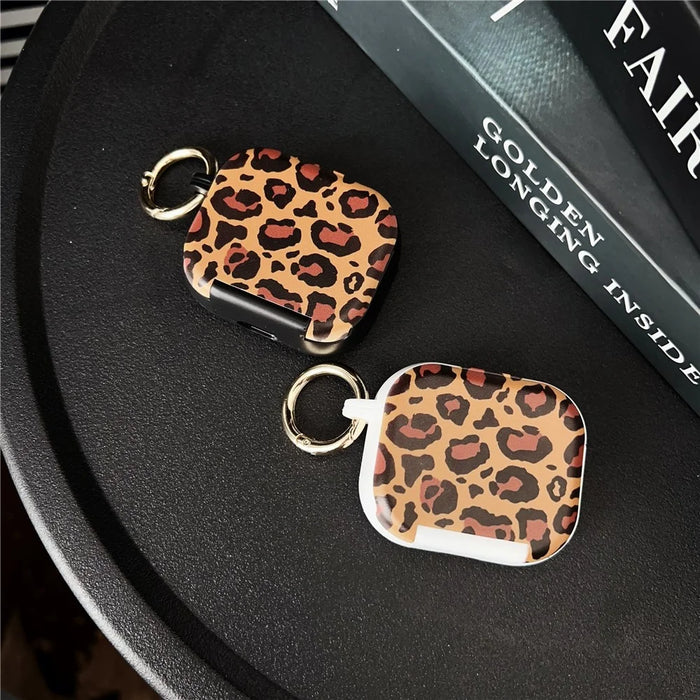 For Apple AirPods 3 Protective Case PC + TPU Leopard Earphone Cover with Mirror and Hook - Black - 5