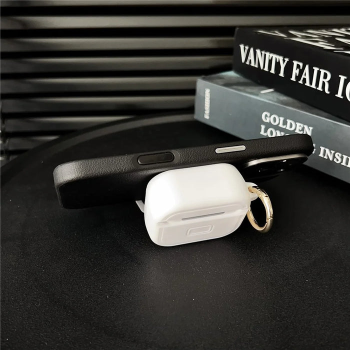 For Apple AirPods 3 Protective Case PC + TPU Leopard Earphone Cover with Mirror and Hook - Black - 7