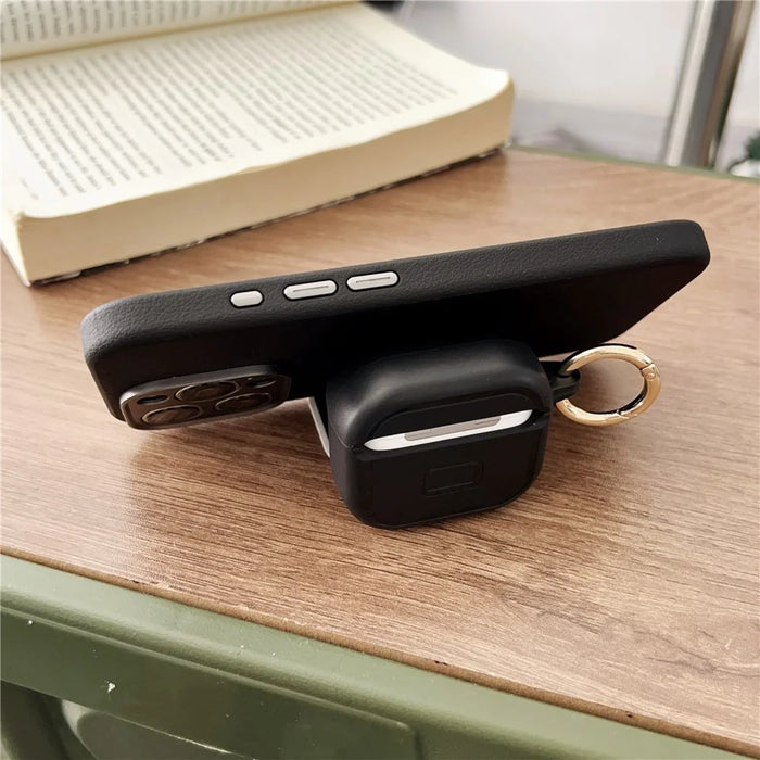 For AirPods 4 Protective Case PC + TPU Leopard Earphone Cover with Mirror and Hook - White - 7