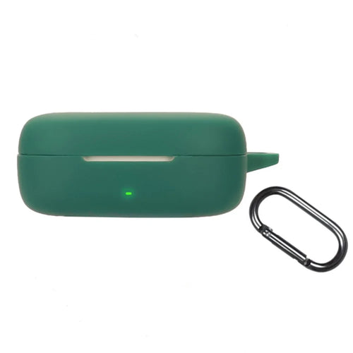 For Huawei FreeArc Silicone Case Wireless Earphones Protective Cover with Anti-Lost Buckle - Blackish Green - 1