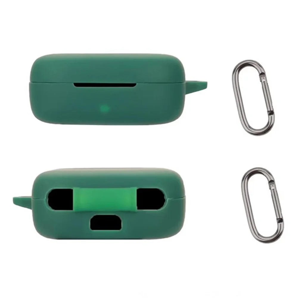 For Huawei FreeArc Silicone Case Wireless Earphones Protective Cover with Anti-Lost Buckle - Blackish Green - 2