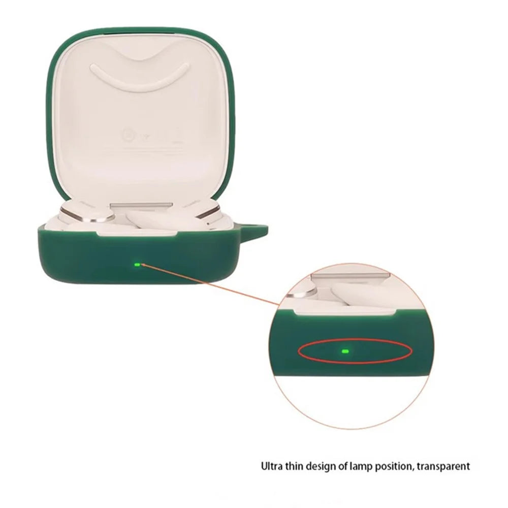 For Huawei FreeArc Silicone Case Wireless Earphones Protective Cover with Anti-Lost Buckle - Blackish Green - 4