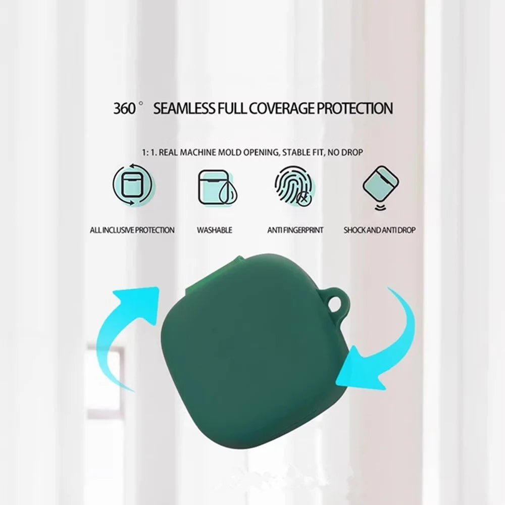 For Huawei FreeArc Silicone Case Wireless Earphones Protective Cover with Anti-Lost Buckle - Blackish Green - 7