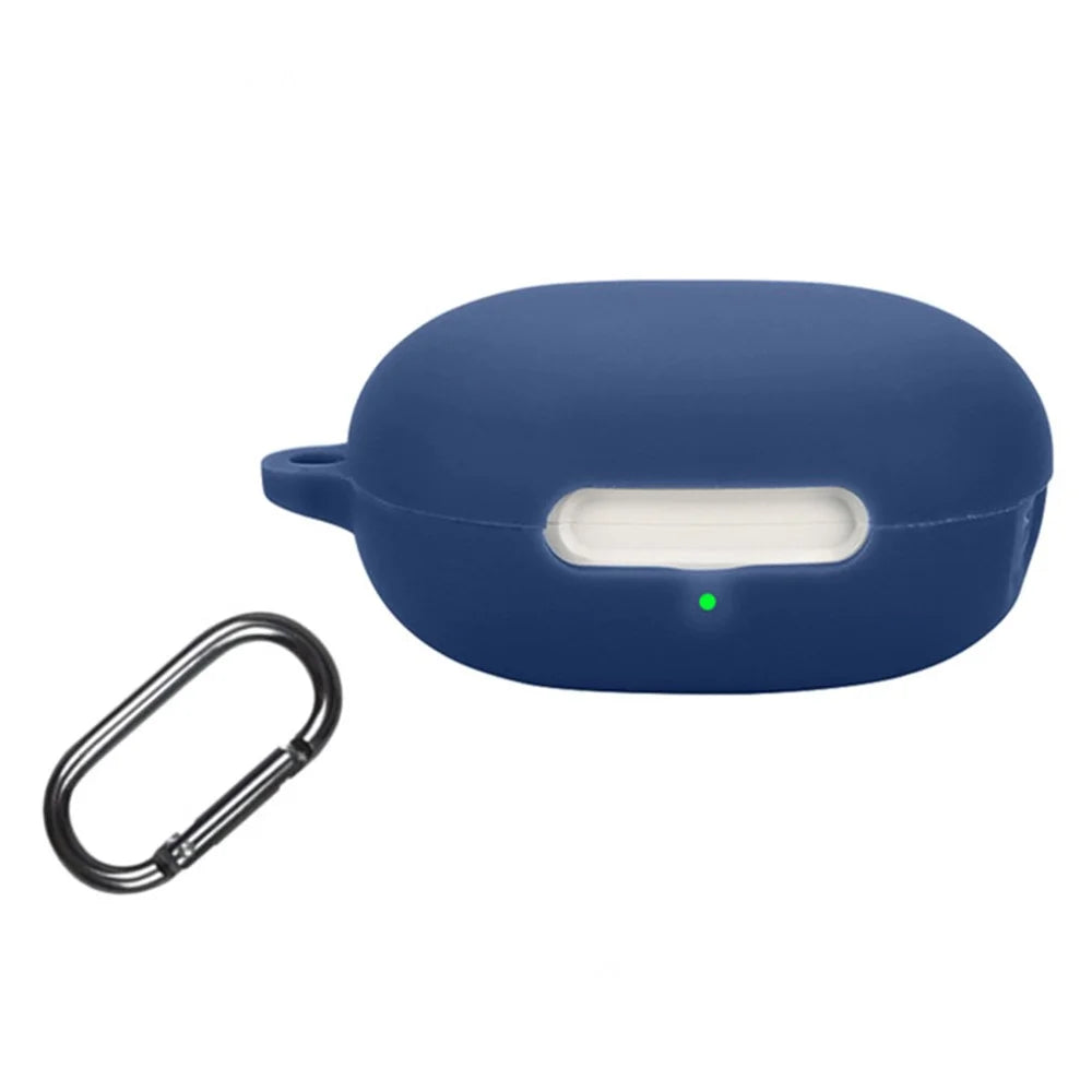 For QCY AilyBuds E10 Silicone Case Wireless Earphones Protective Cover with Anti-Lost Buckle - Dark Blue - 1