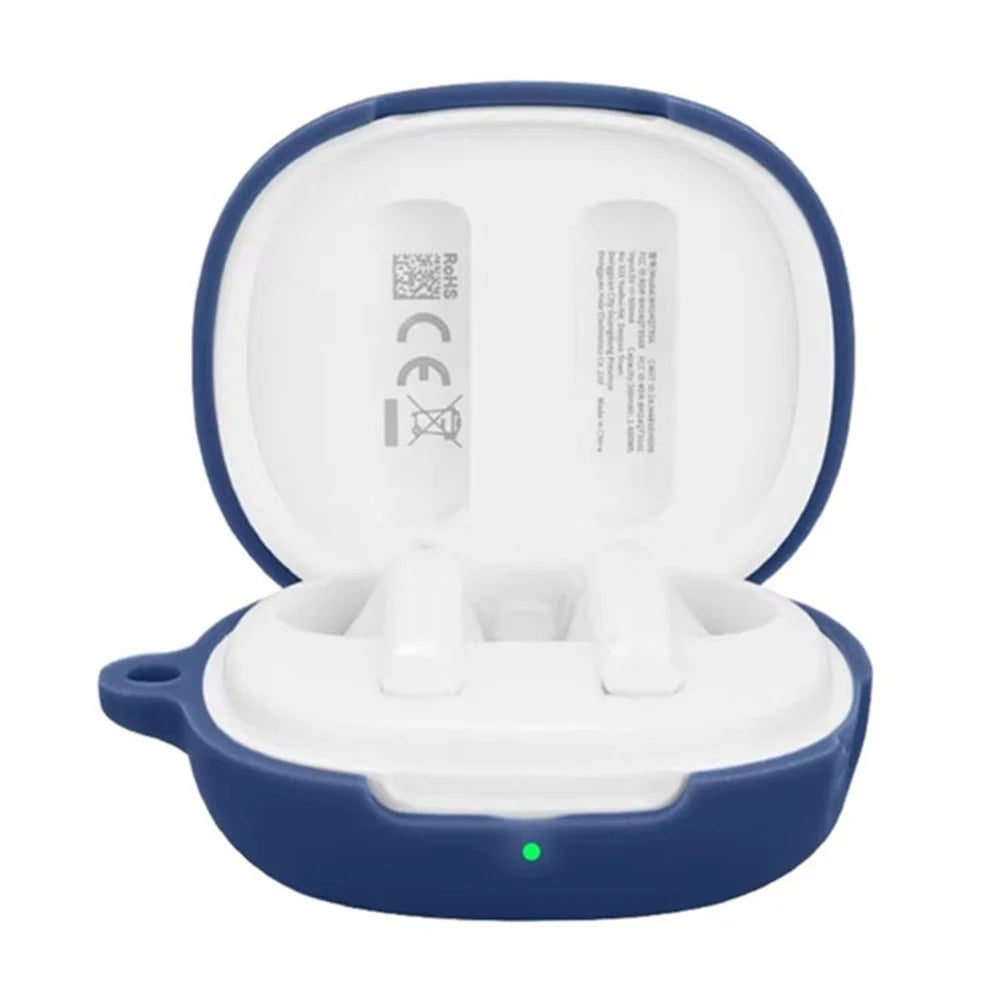 For QCY AilyBuds E10 Silicone Case Wireless Earphones Protective Cover with Anti-Lost Buckle - Dark Blue - 3