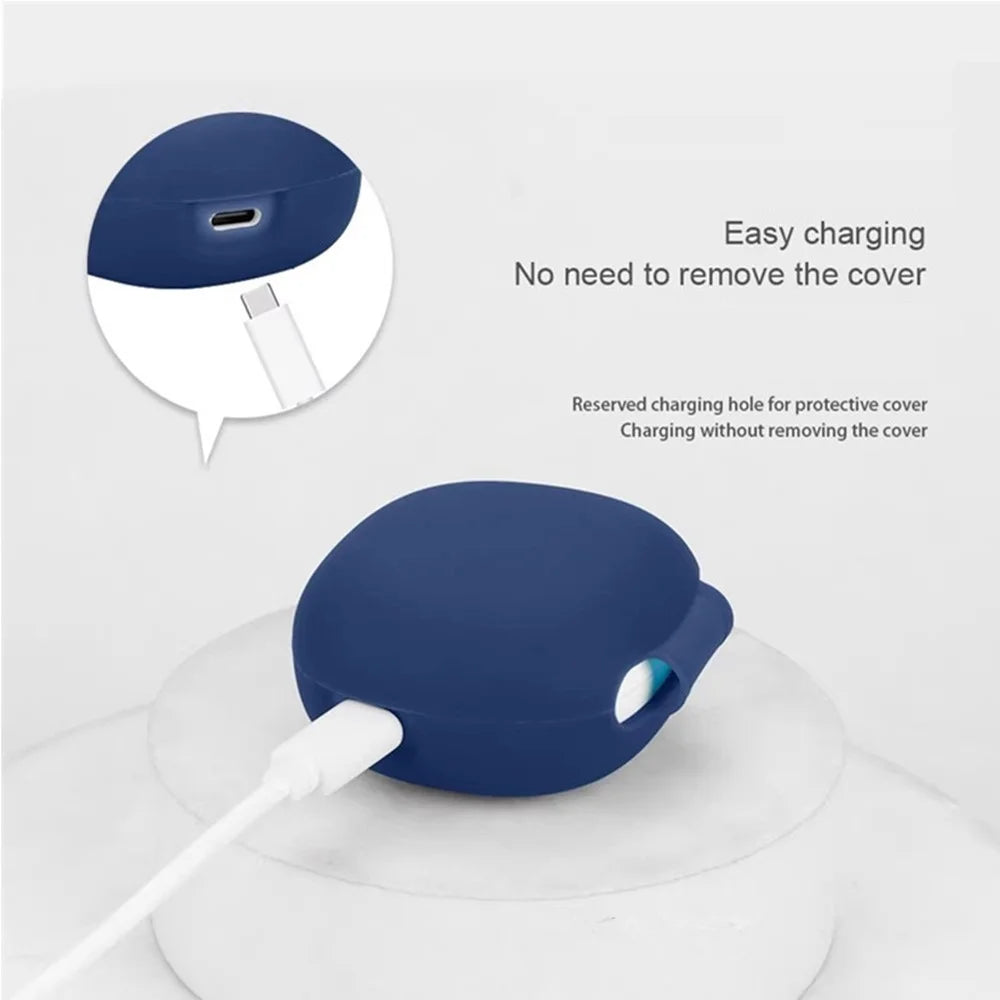 For QCY AilyBuds E10 Silicone Case Wireless Earphones Protective Cover with Anti-Lost Buckle - Dark Blue - 7