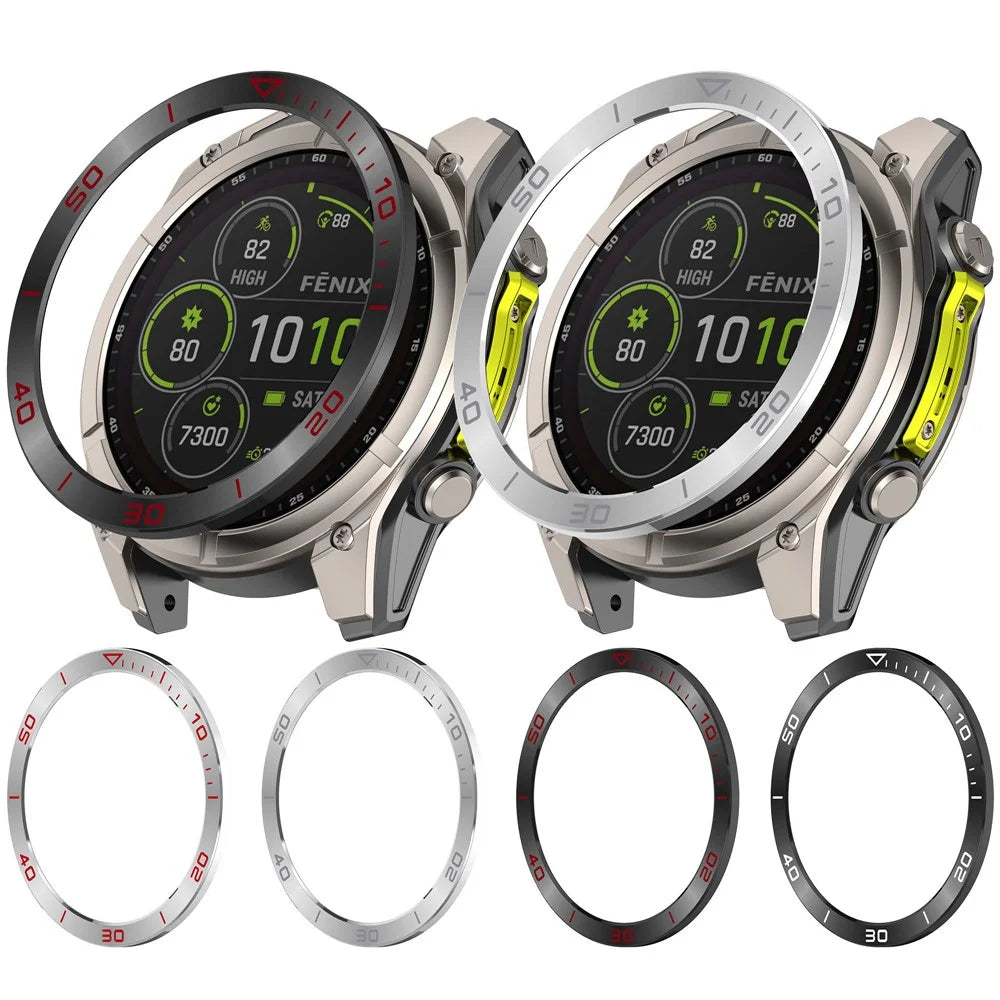 For Garmin Fenix 8 43mm AMOLED Version Metal Bezel Scratch Resistant Protective Ring - Black+White - 6