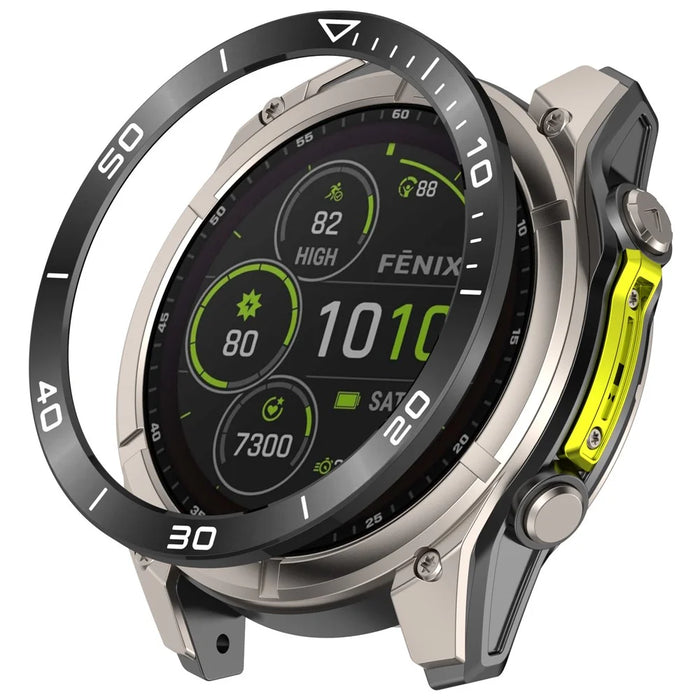 For Garmin Fenix 8 51mm AMOLED Version Metal Bezel Scratch Resistant Protective Ring - Black+White - 1