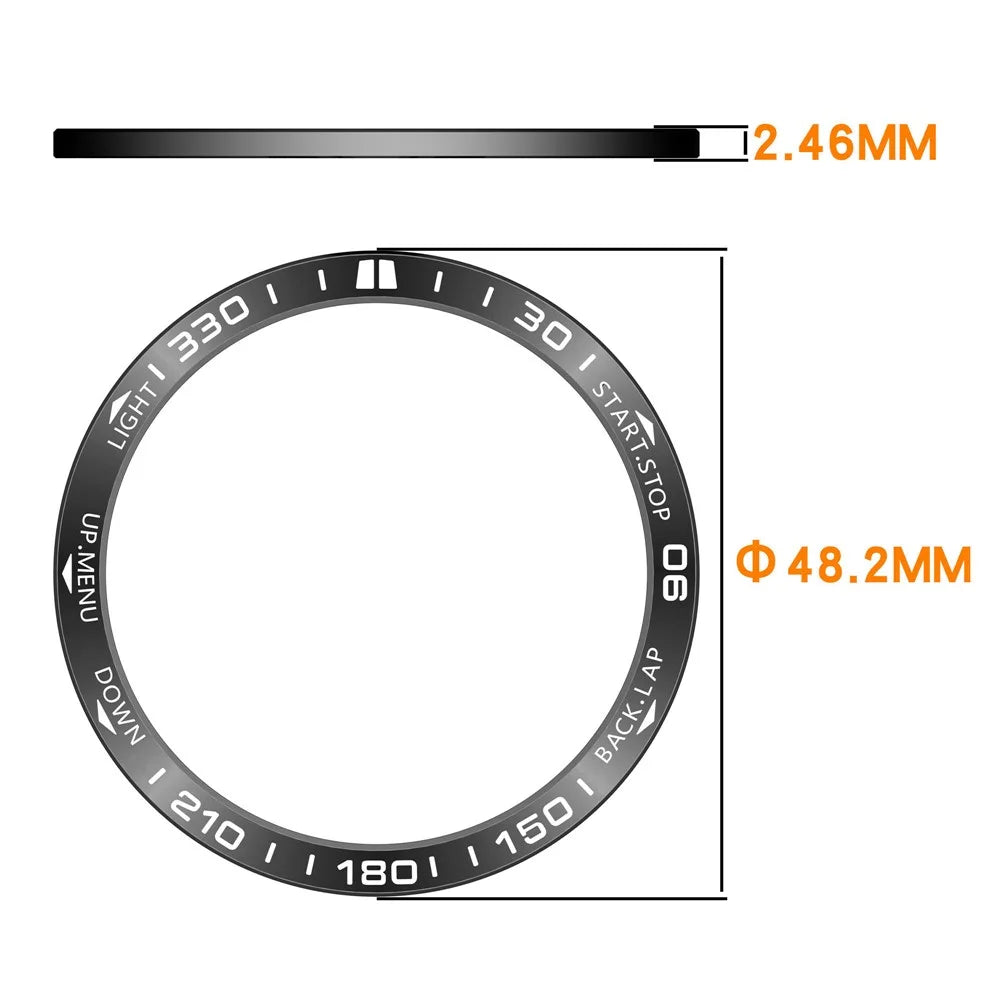 For Garmin Tactix 8 47mm AMOLED Version Steel Bezel Scratch Resistant Protective Ring - Black+White - 6