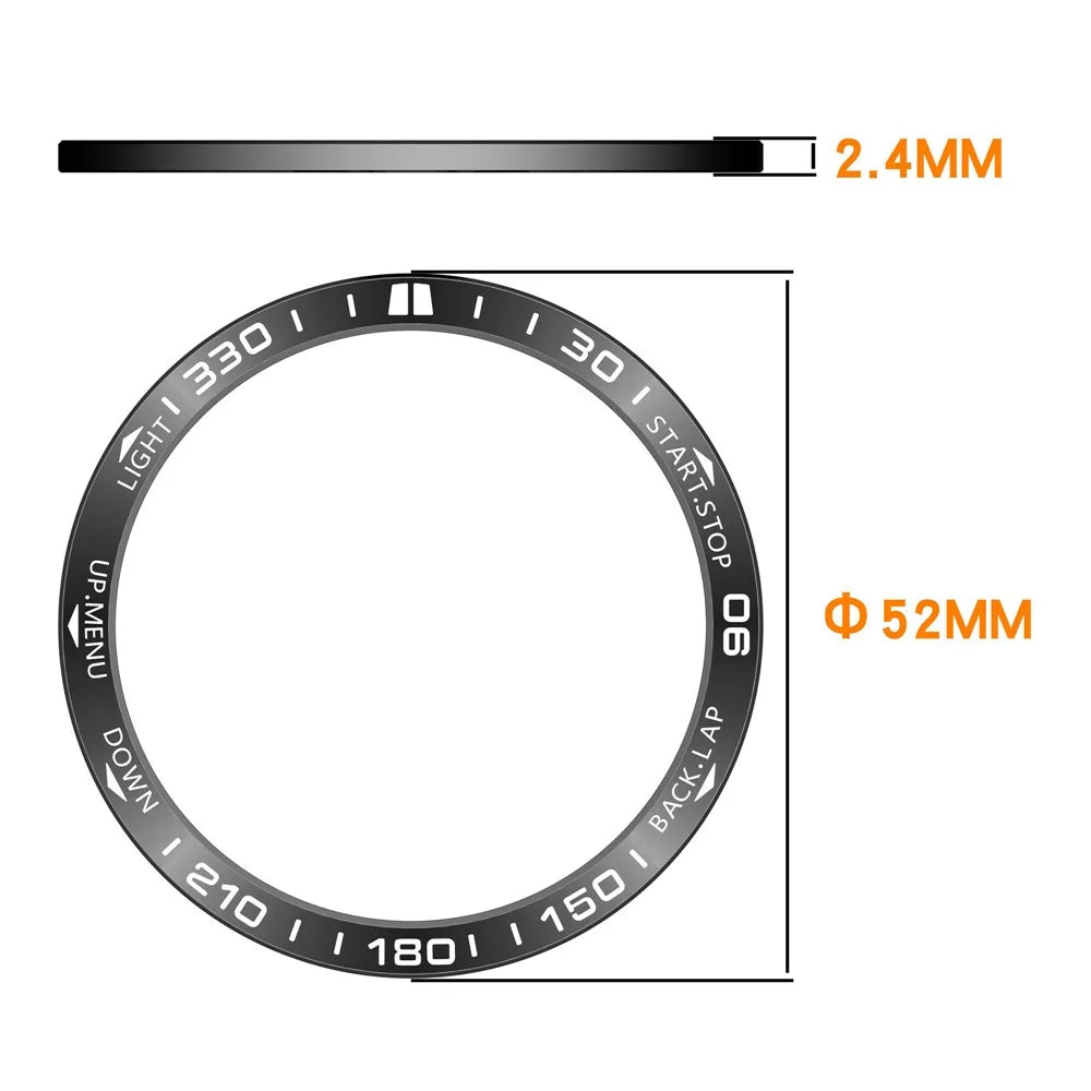 For Garmin Tactix 8 51mm AMOLED Version Steel Bezel Scratch Resistant Protective Ring - Black+White - 6