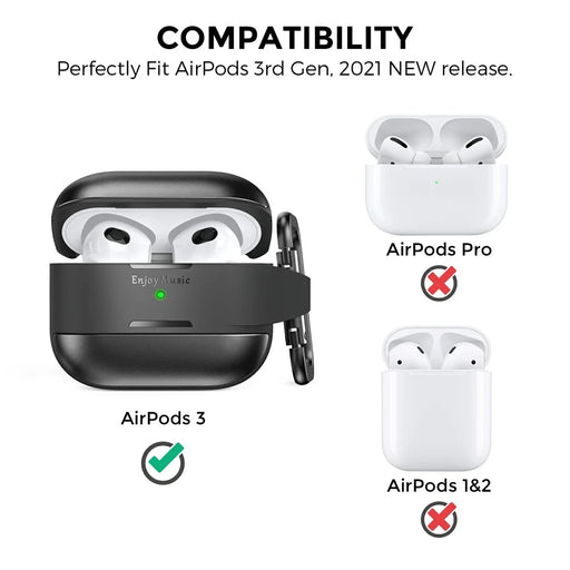 AHASTYLE WG75-3 For Apple AirPods 3 Protective Case TPU Aluminum Alloy Shockproof Scratch Resistant Earphone Cover with Carabiner - Black - 2