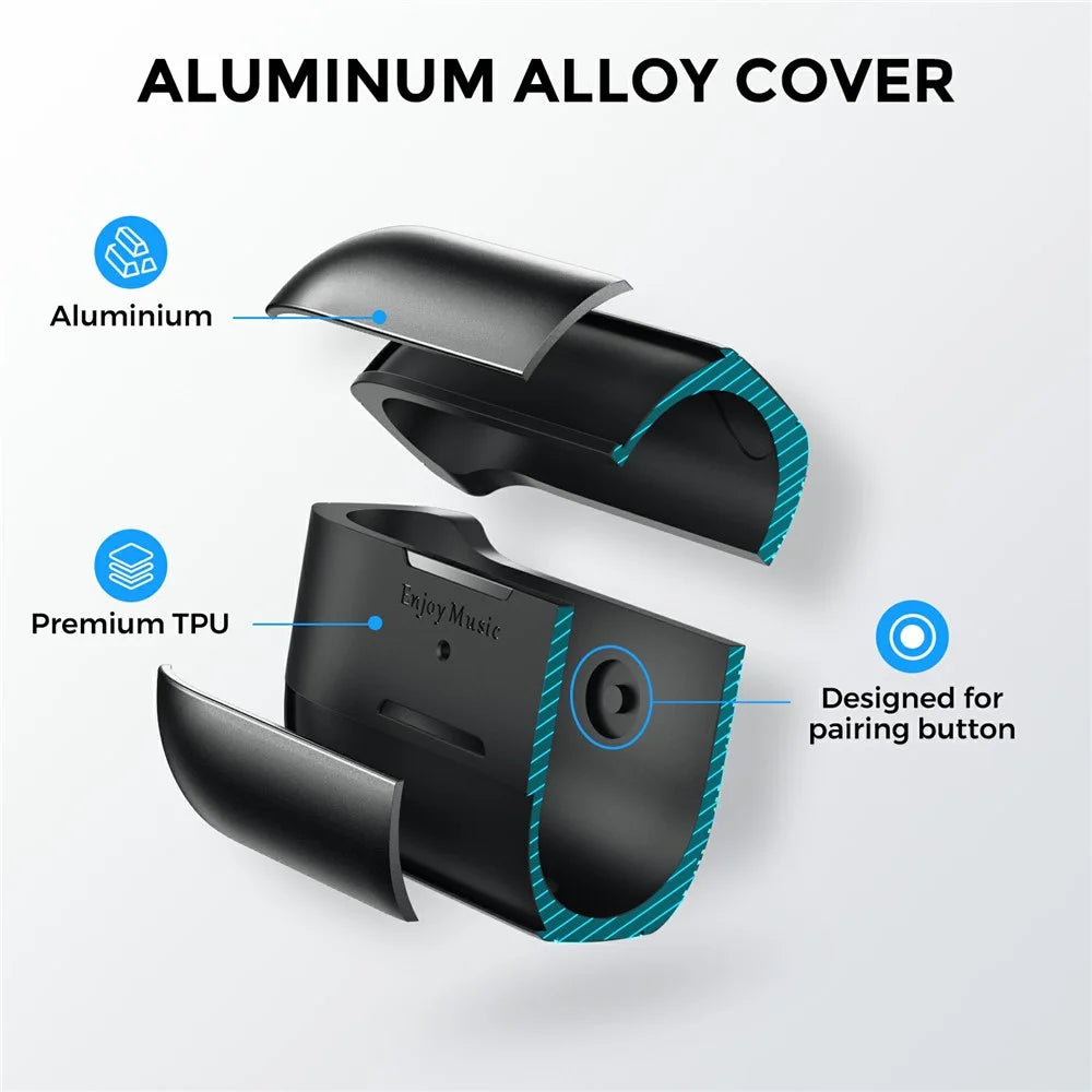 AHASTYLE WG75-3 For Apple AirPods 3 Protective Case TPU Aluminum Alloy Shockproof Scratch Resistant Earphone Cover with Carabiner - Black - 4