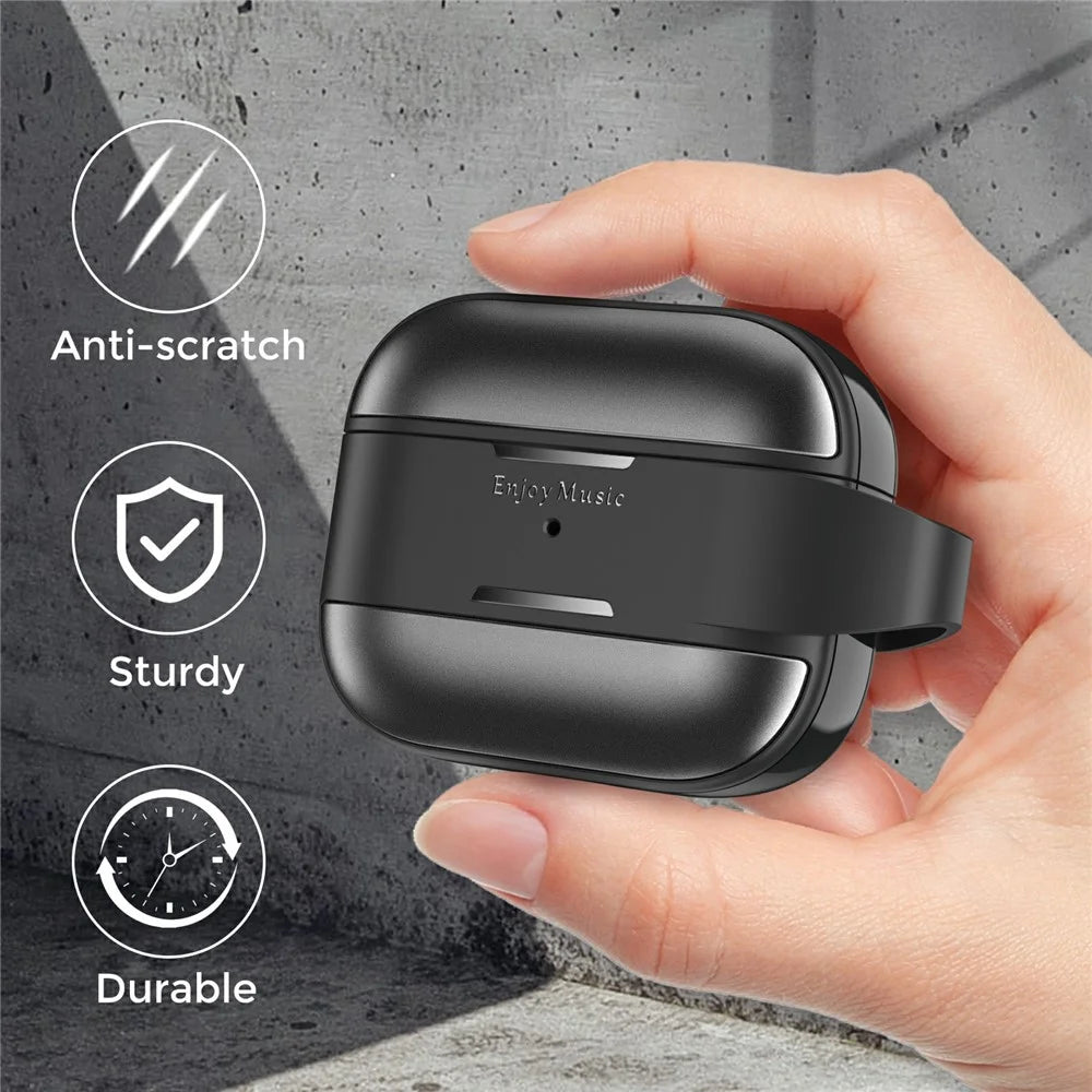 AHASTYLE WG75-3 For Apple AirPods 3 Protective Case TPU Aluminum Alloy Shockproof Scratch Resistant Earphone Cover with Carabiner - Black - 6