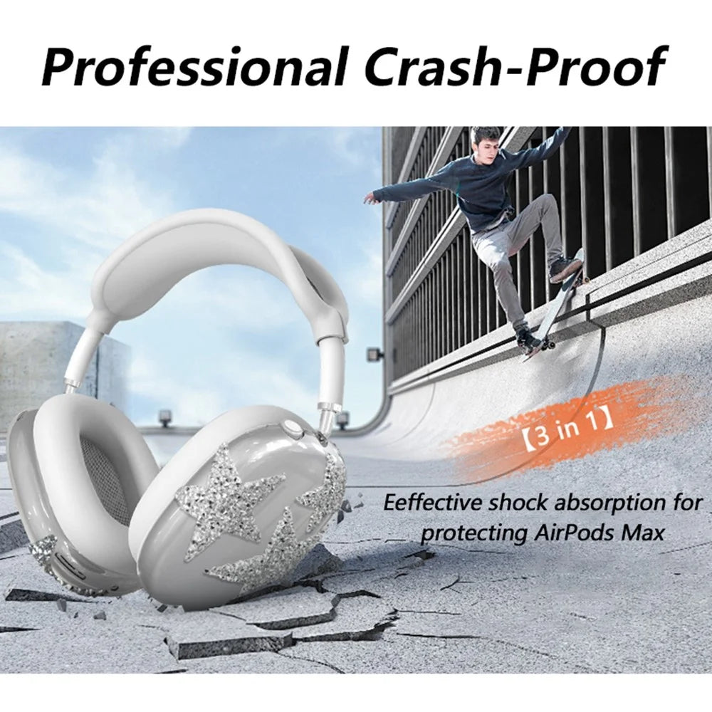 3Pcs / Set For AirPods Max 2 / Max Silicone Protective Case Glitter Star Design Earmuff Sleeve Headband Cover Ear Cushion Cover - 6