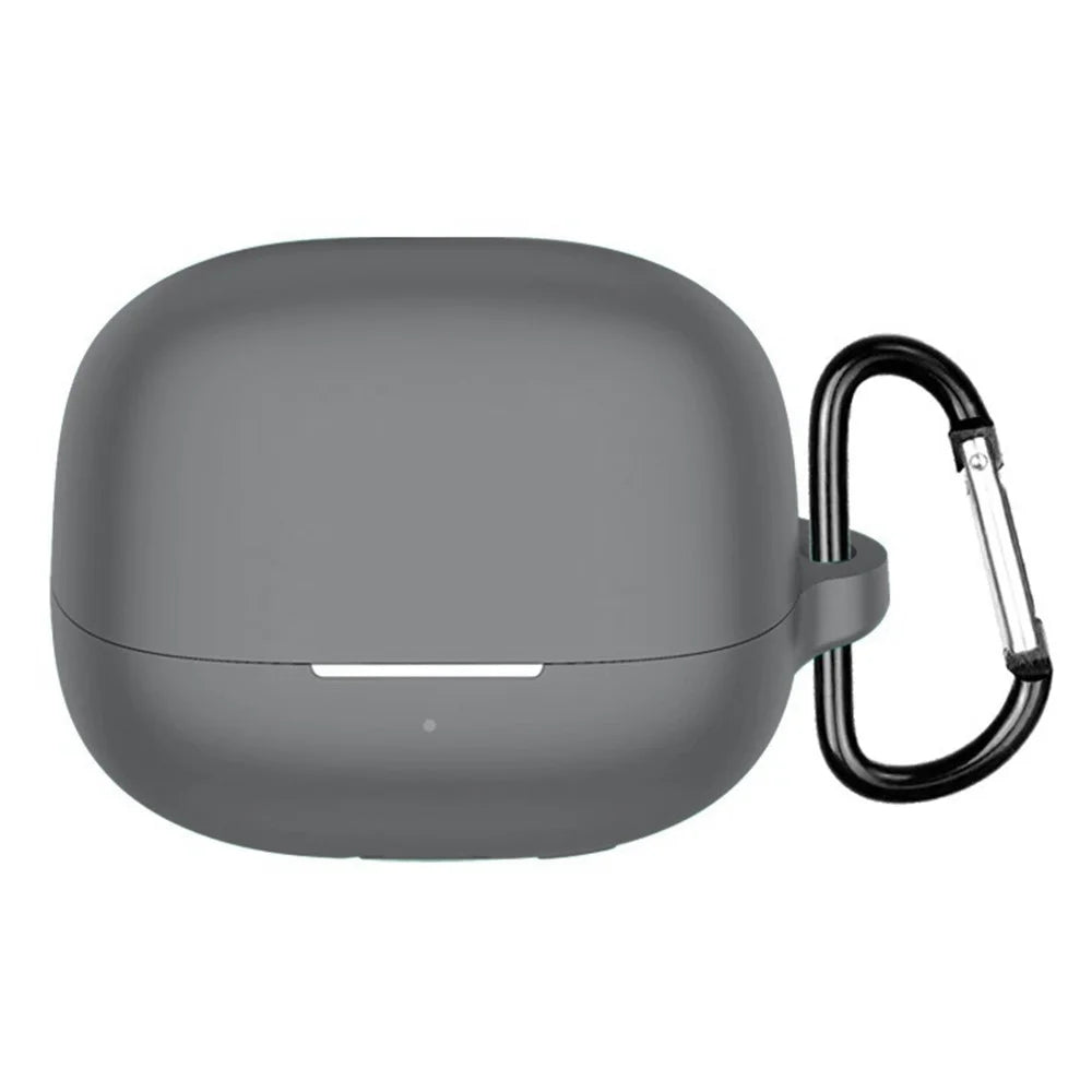 For Xiaomi Redmi Buds 5 Pro Silicone Case Wireless Earphone Anti-Scratch Protective Cover with Carabiner - Grey - 1
