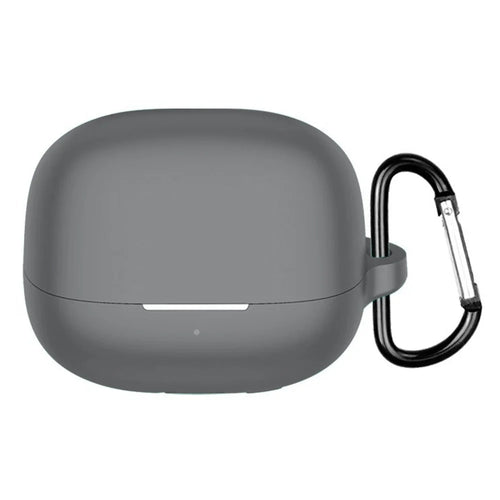 For Xiaomi Redmi Buds 5 Pro Silicone Case Wireless Earphone Anti-Scratch Protective Cover with Carabiner - Grey - 1