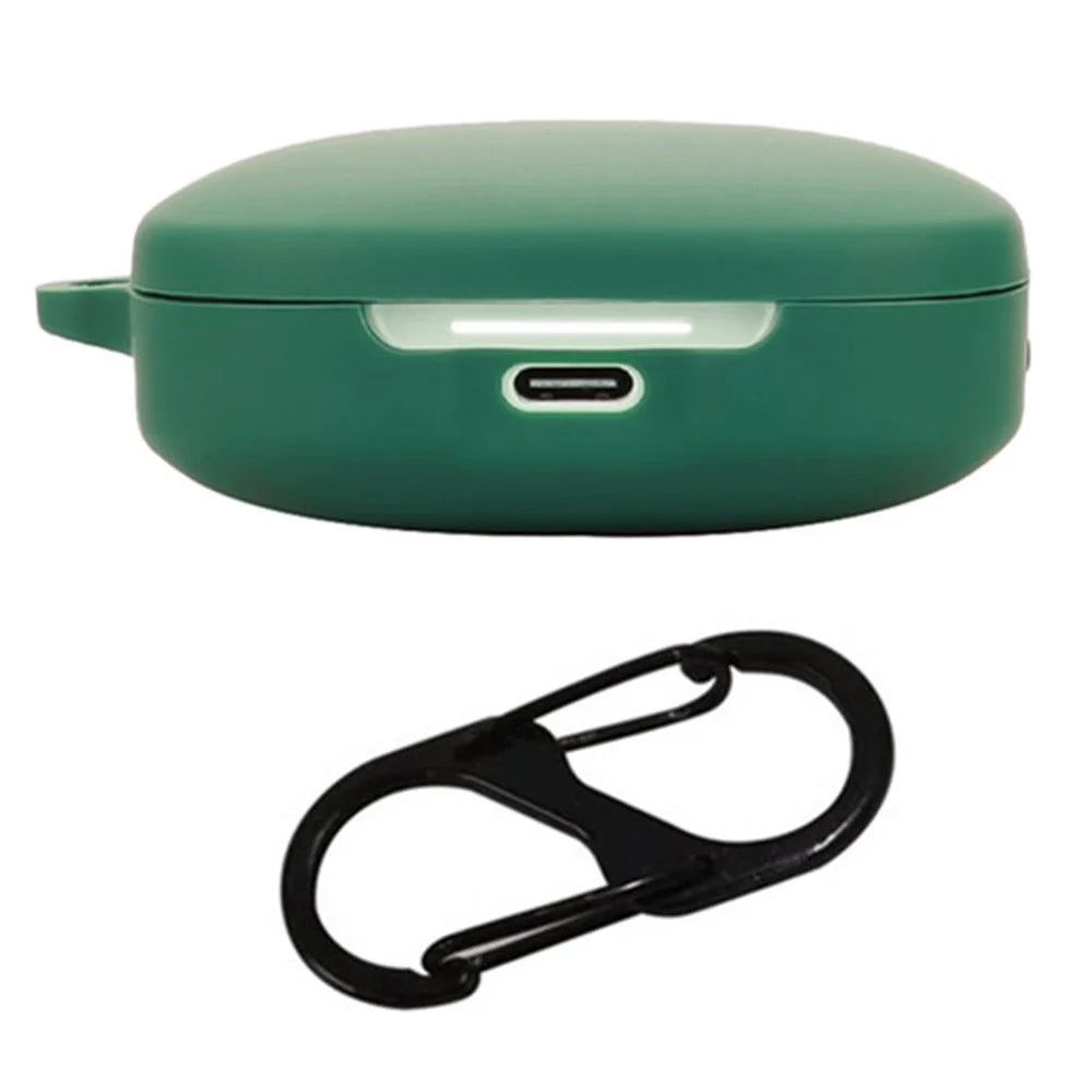 For Xiaomi Redmi Buds 7s Silicone Case Wireless Earphones Protective Cover with Anti-Lost Buckle - Blackish Green - 1