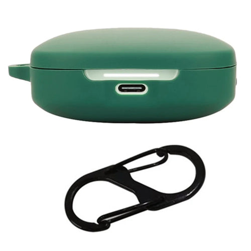 For Xiaomi Redmi Buds 7s Silicone Case Wireless Earphones Protective Cover with Anti-Lost Buckle - Blackish Green - 1